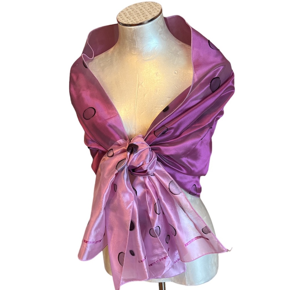 Mila Schon Women’s Scarf made in Italy purple and lilac colorblock polka dots